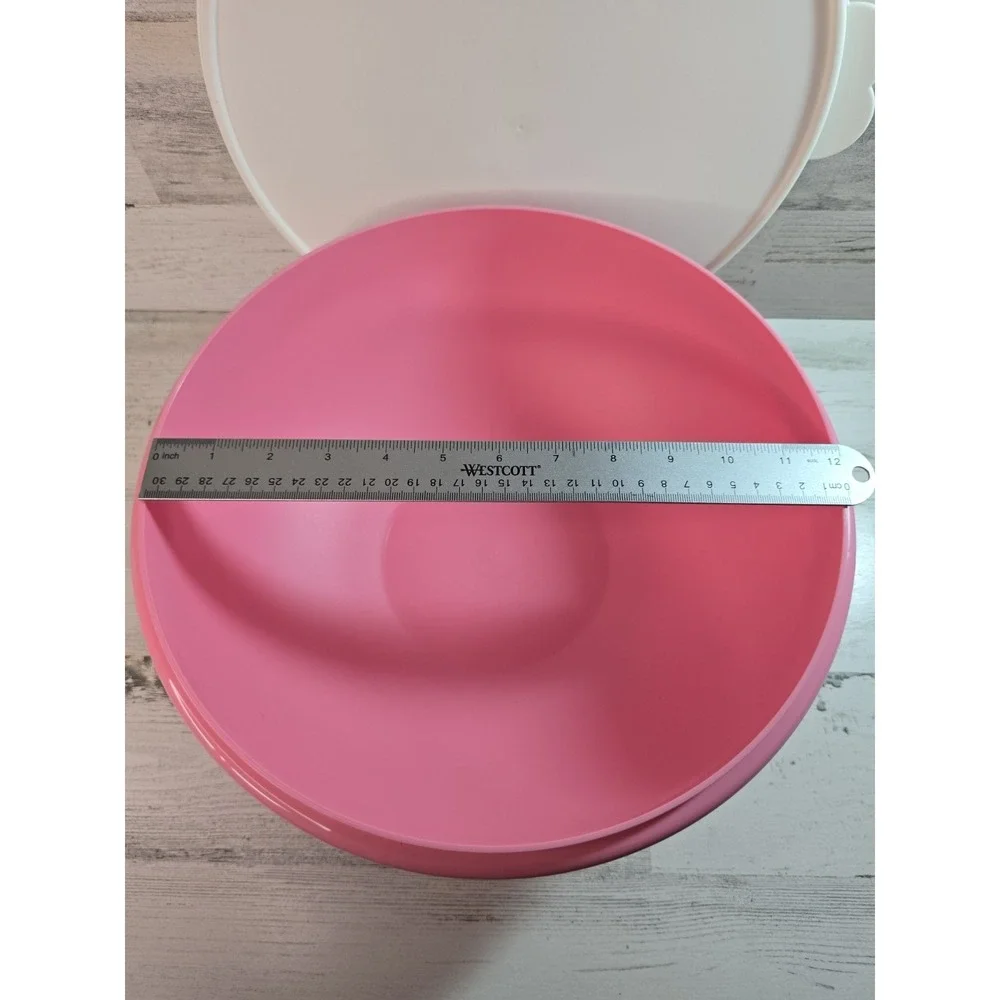 Tupperware Thatsa Mega Mixing Bowl Pink with‎ White Lid Large 11 Inch Round